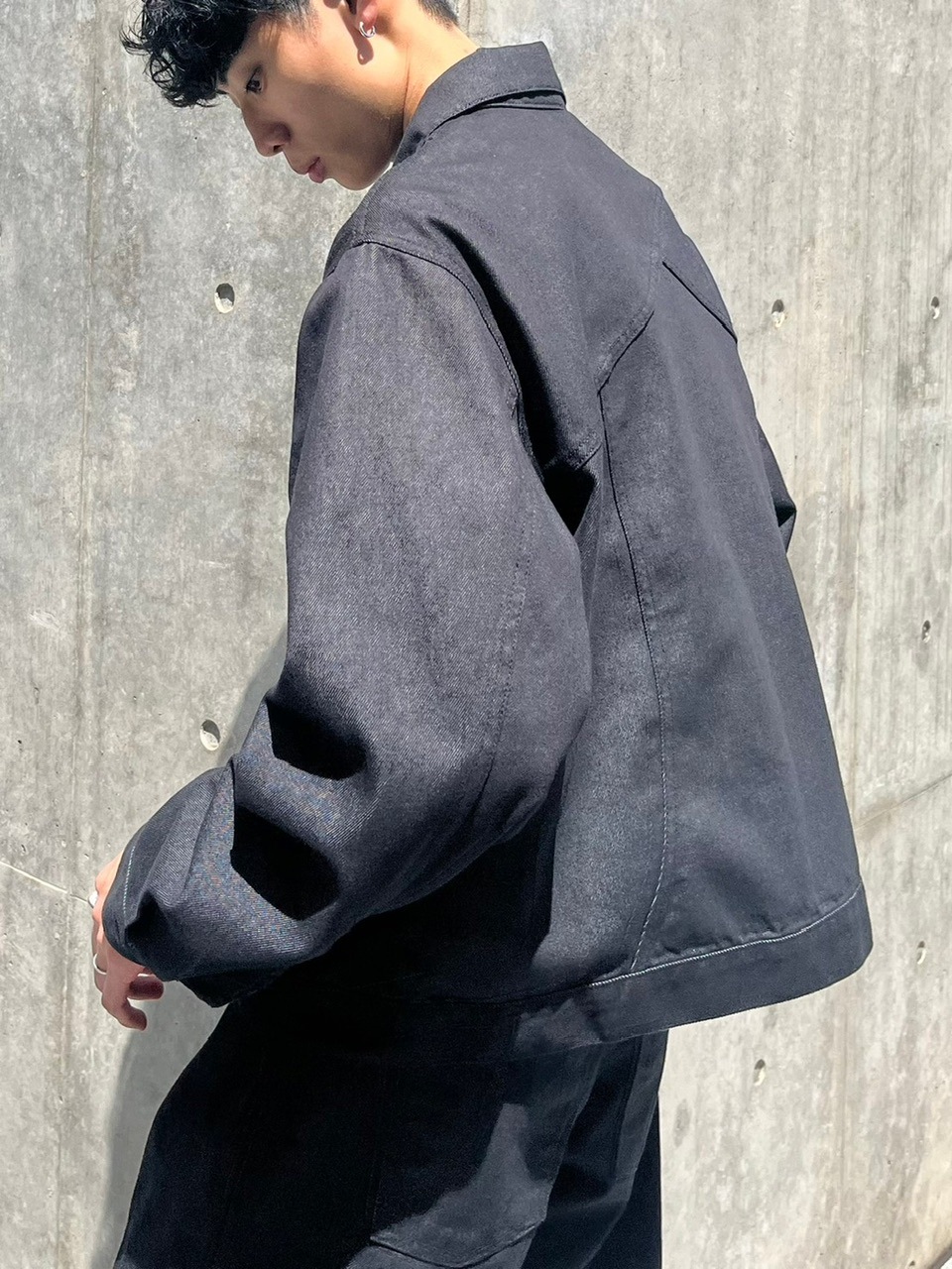 受注制【Chikashitsu +】set up design denim short jacket (2color)