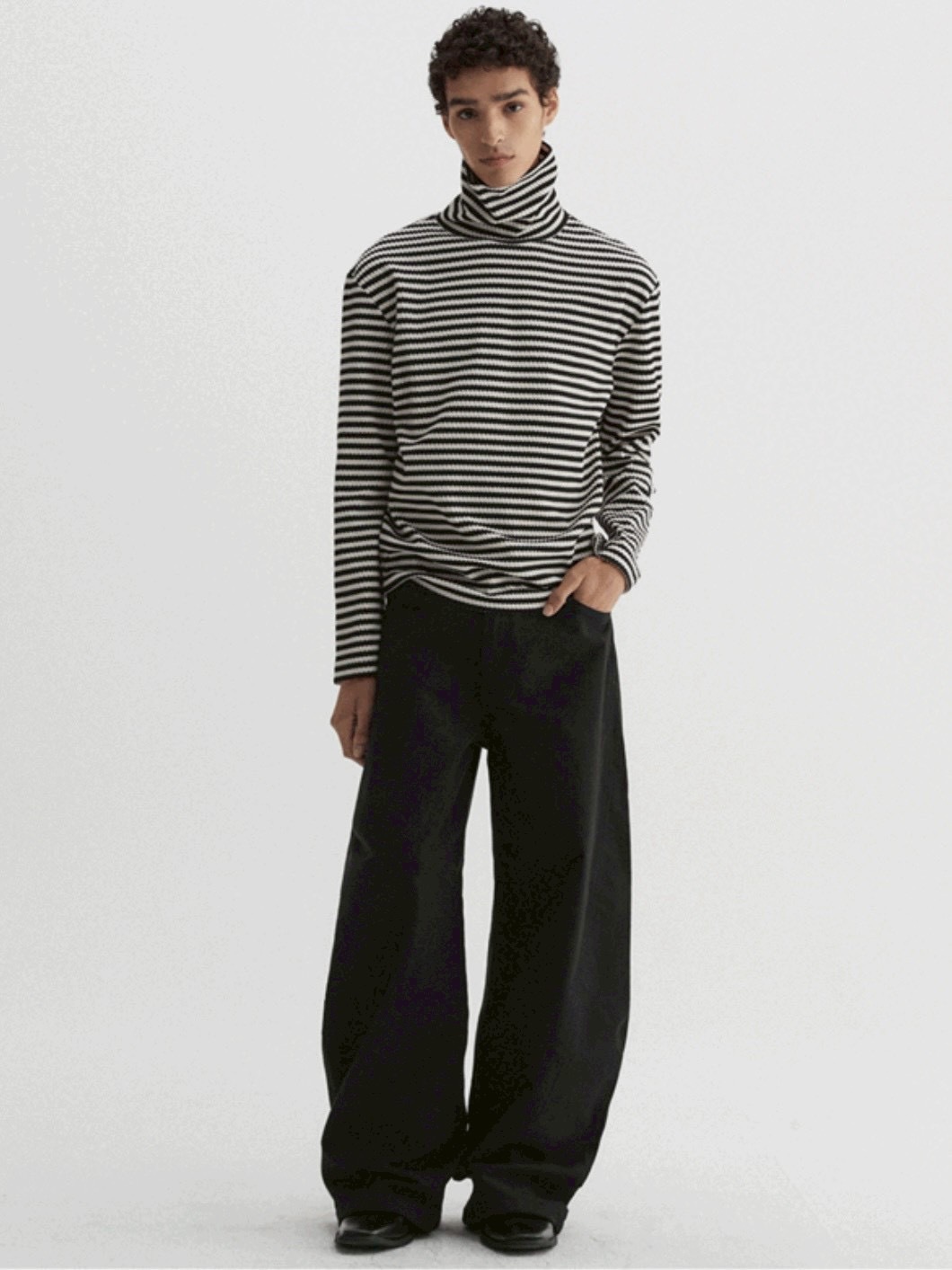 【DNSR】Textured Stripe Turtleneck Long Sleeve