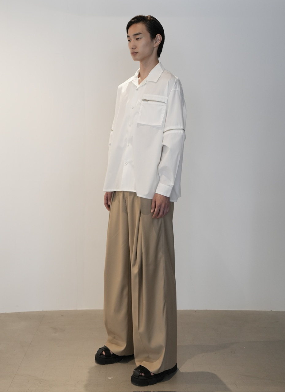 トップス chiepita CS】2way zip square cut shirt (white) / 【シーエス】2ウェイ