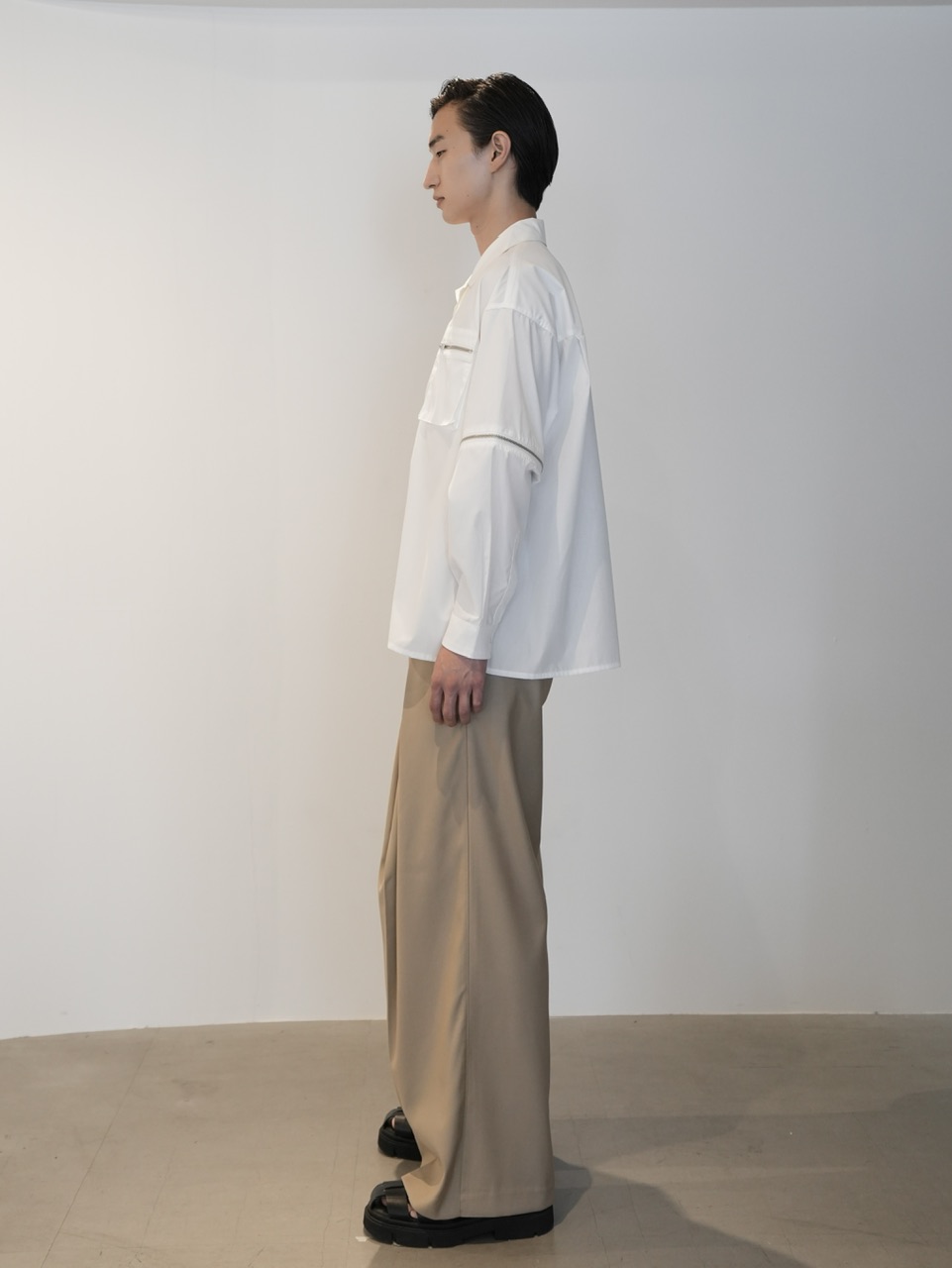 CS】2way zip square cut shirt (white) / 【シーエス】2ウェイジップ