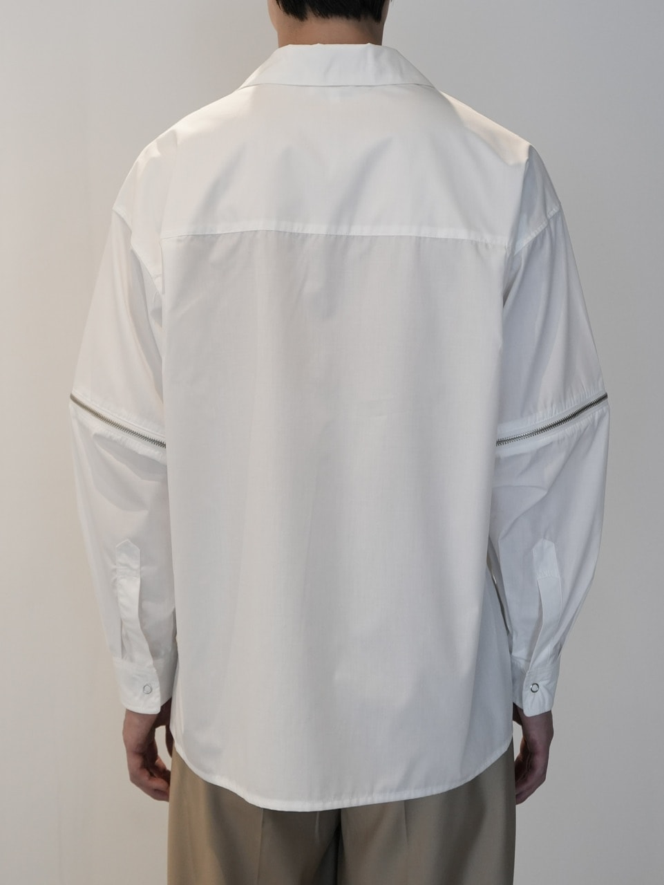 CS】2way zip square cut shirt (white) / 【シーエス】2ウェイジップ
