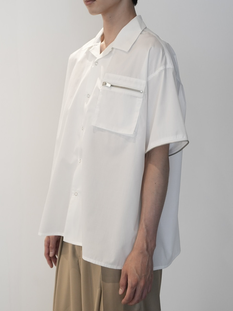 トップス chiepita CS】2way zip square cut shirt (white) / 【シーエス】2ウェイ