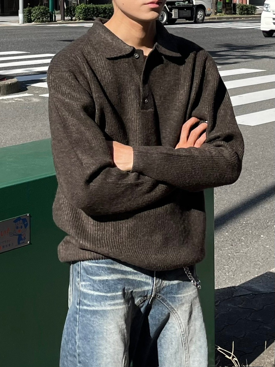 受注制【Chikashitsu +】wool touch lib knit polo (4color