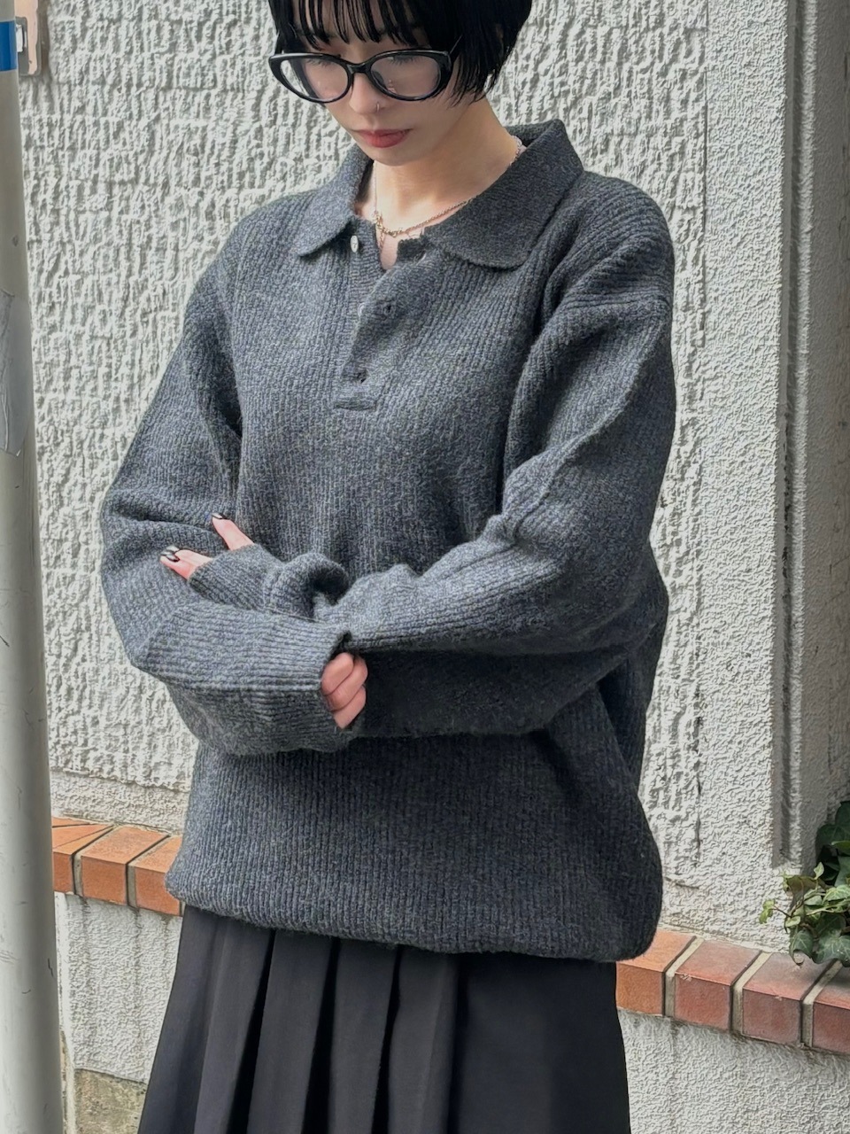 受注制【Chikashitsu +】wool touch lib knit polo (4color