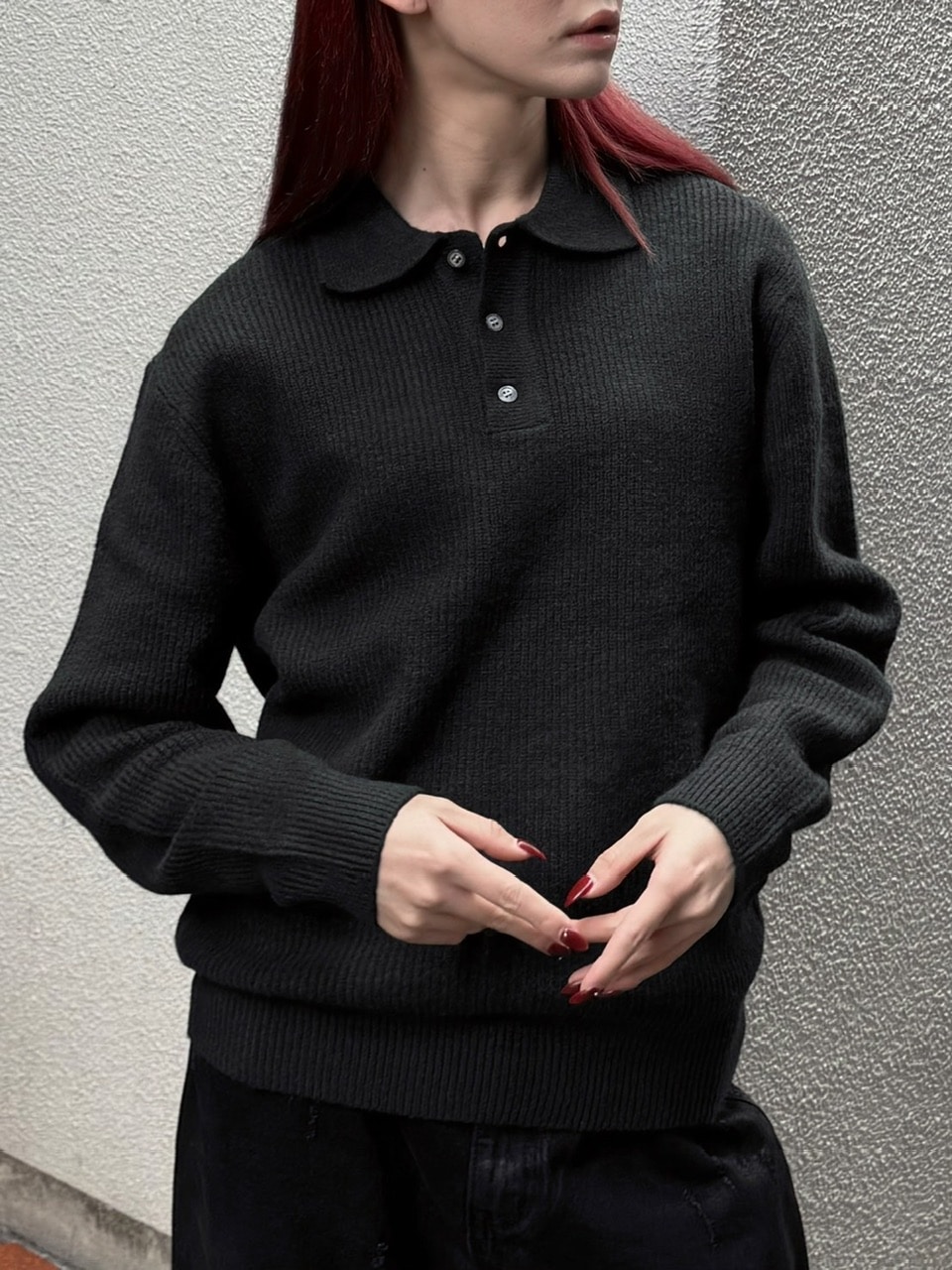 受注制【Chikashitsu +】wool touch lib knit polo (4color