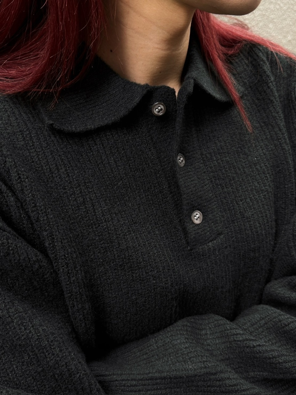 受注制【Chikashitsu +】wool touch lib knit polo (4color