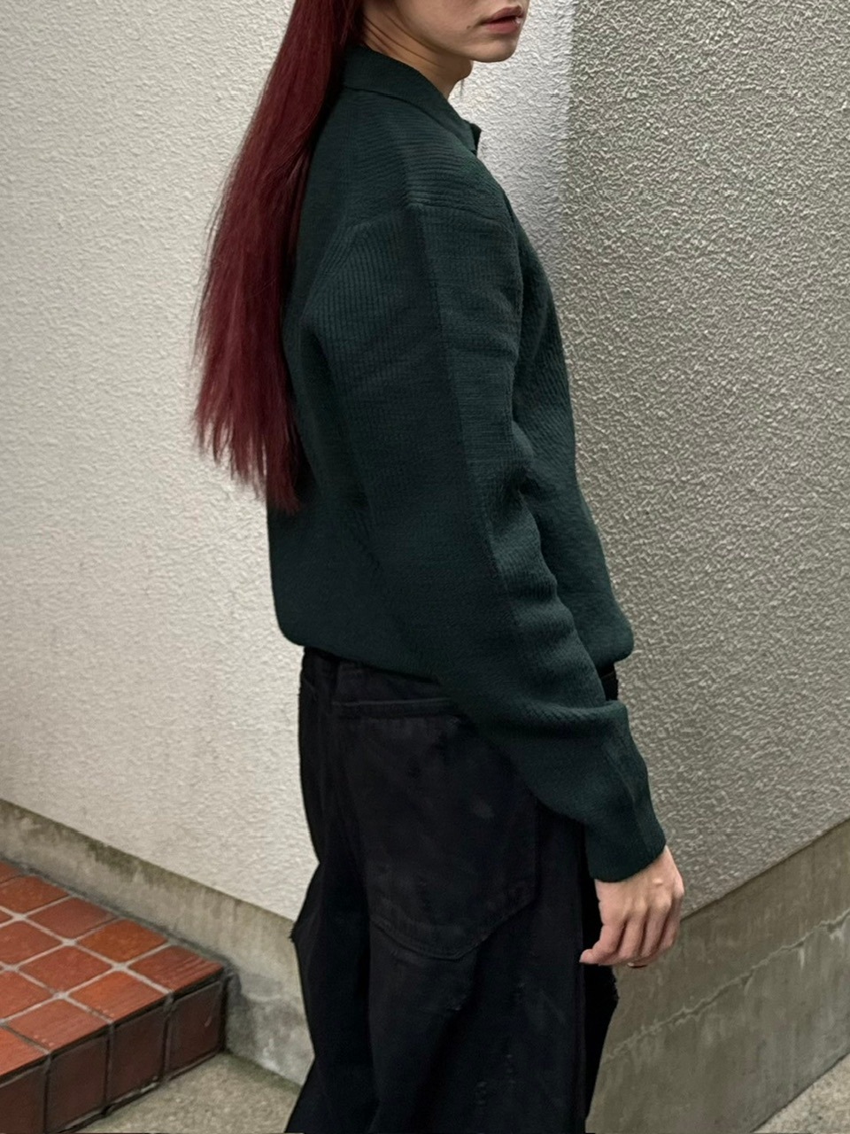 受注制【Chikashitsu +】wool touch lib knit polo (4color