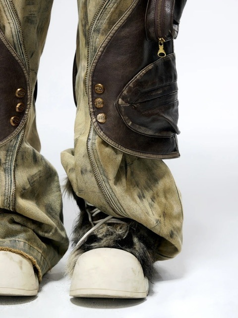 PERSONSOUL】Leather Dirty Jeans | OUR BRAND,PERSONSOUL