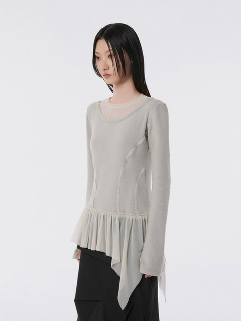 【FLAREUP】Layered Lace Frill Long Sleeve / 【フレアアップ】レイヤードレースフリル長袖Ｔシャツ