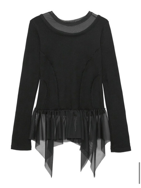 ★FLARE UP★ Event Horizon Lace Long Sleeve FL144Black FLAREUP】Layered Lace Frill Long Sleeve | OUR BRAND,FLAREUP