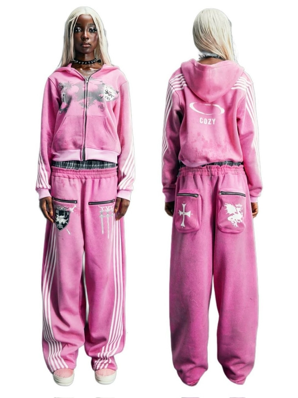 【COZY WORLDWIDE】 KNIGHT CLUB HOODZIP 長袖 ブラック ピンク 5/12再入荷【Cozy world Wide】00 KNIGHT CLUB HOODZIP | OUR