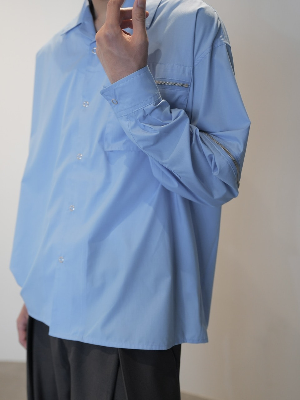 CS】2way zip square cut shirt (blue) / 【シーエス】2ウェイジップ