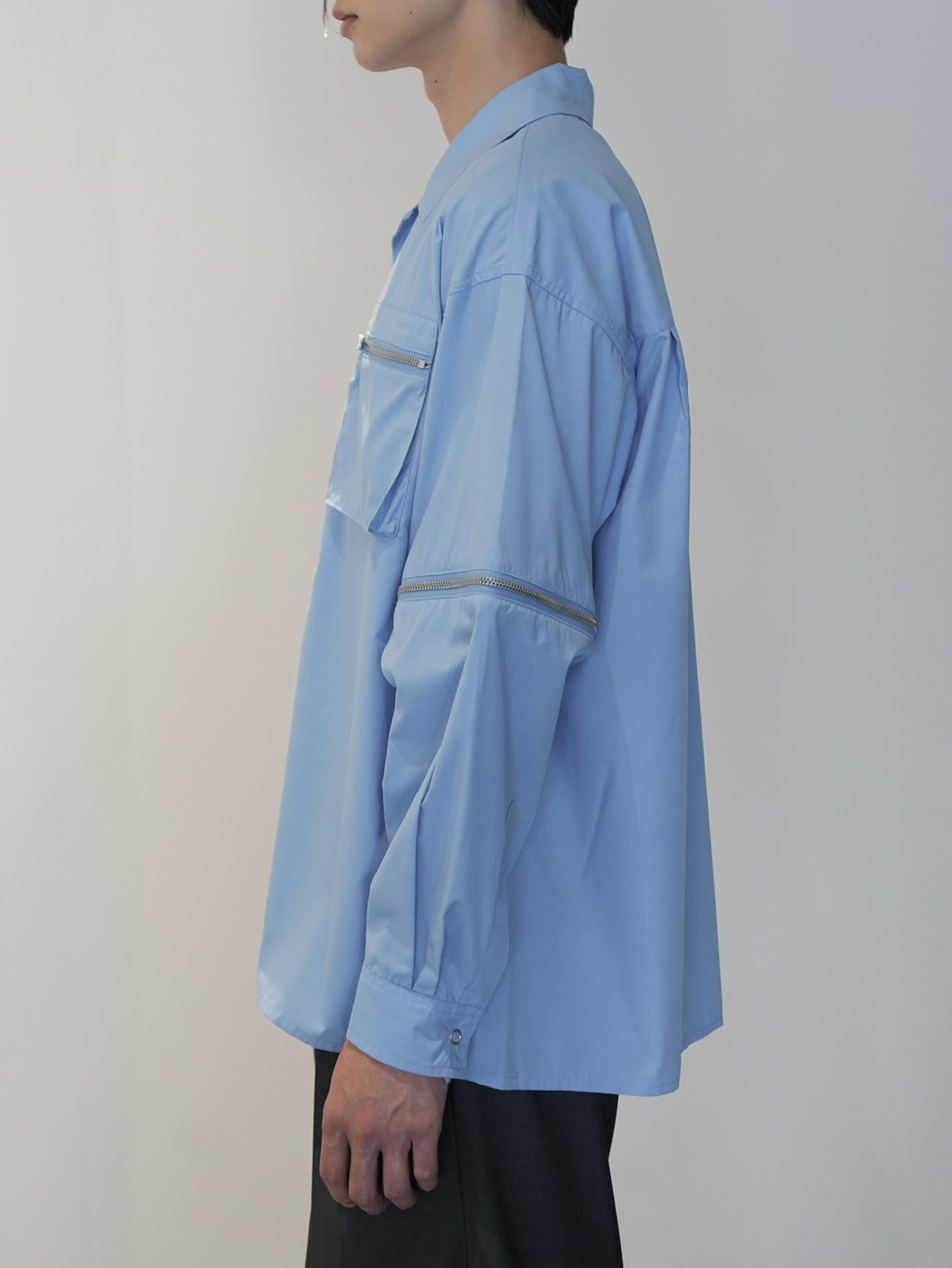 CS】2way zip square cut shirt (blue) / 【シーエス】2ウェイジップ