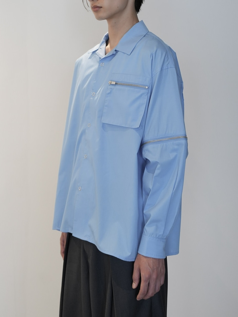 CS】2way zip square cut shirt (blue) / 【シーエス】2ウェイジップ