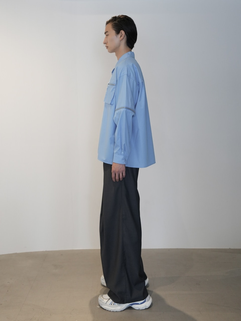 CS】2way zip square cut shirt (blue) / 【シーエス】2ウェイジップ