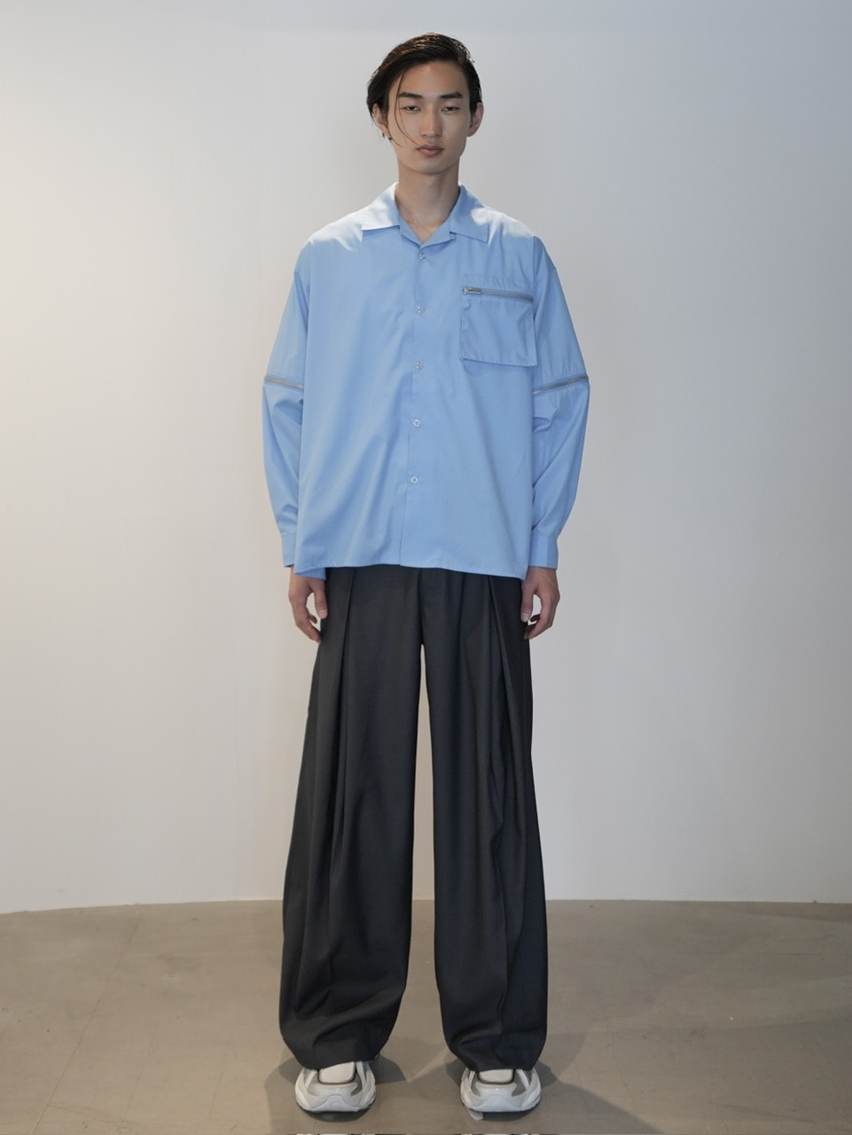 ☆Resurrection ジップシャツ　新品　Mサイズ☆ CS】2way zip square cut shirt (blue) / 【シーエス】2ウェイジップ