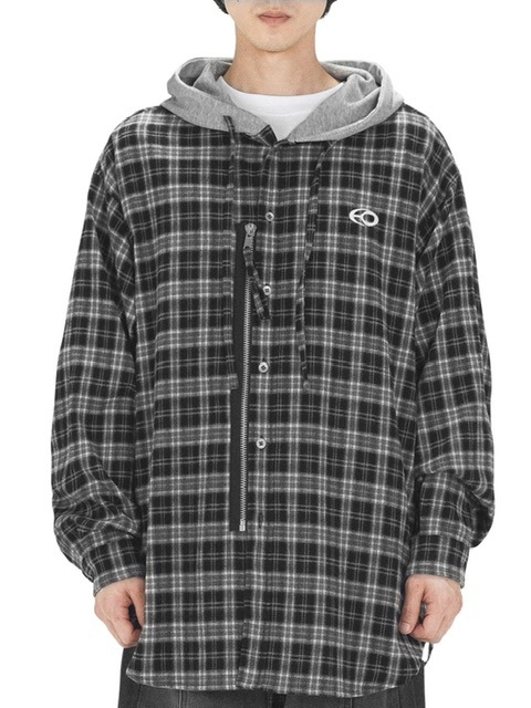 ★OY★CHECK ZIP HOODIE S/S SHIRT - BLACK★正規品/直送料込 OY】S.L CHECK ZIPPER HOODIE SHIRTS | OUR BRAND,OY | PRESSING