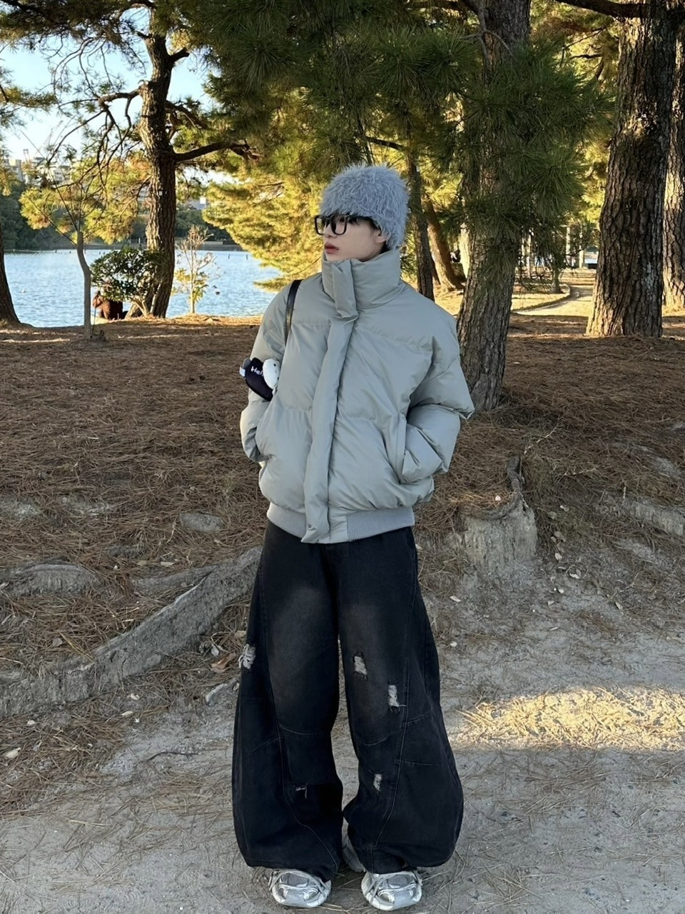 受注制【LUV CODE】point damage balloon denim pants