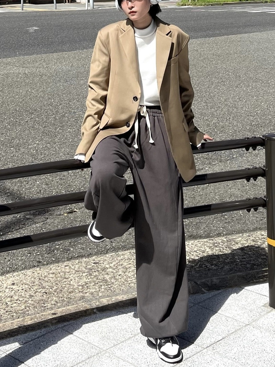 Chikashitsu +】side button balloon sweat pants (3color