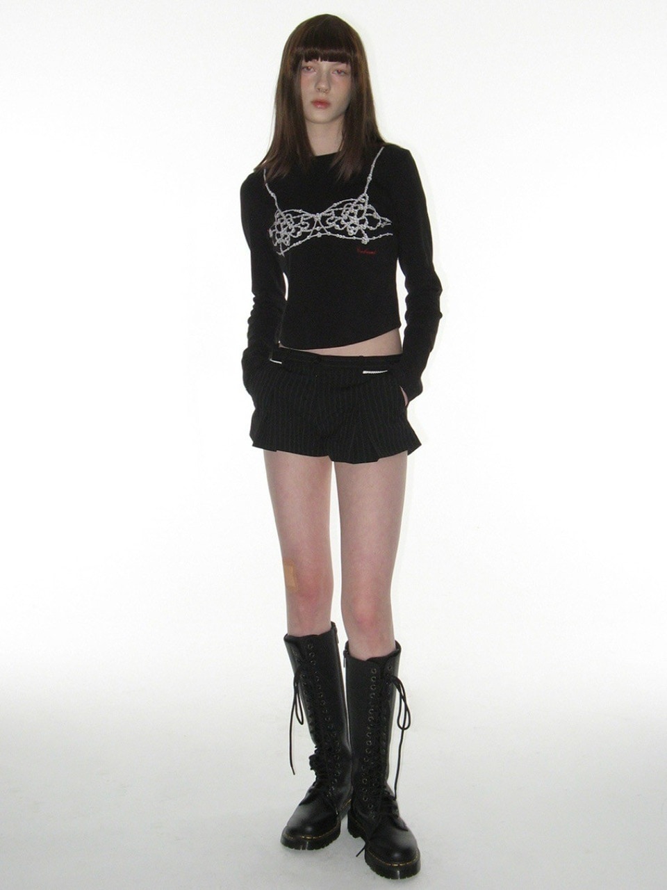 ★CRANK★LACE PLEATS MICRO PANTS_BLACK★正規品/韓国直送料込 CRANK】LACE PLEATS MICRO PANTS | OUR BRAND,CRANK | PRESSING