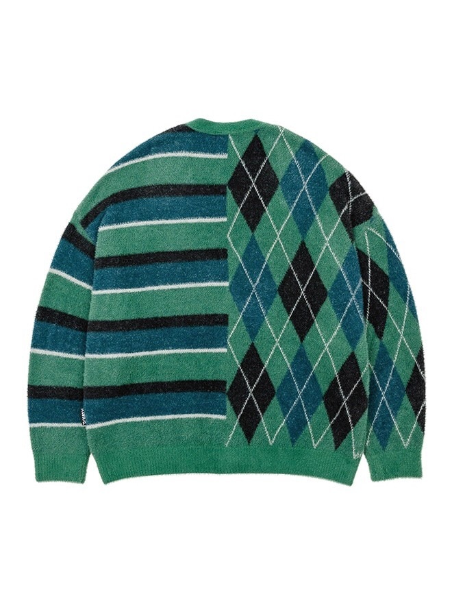 AJOBYAJO】Argyle Stripe Mixed Cardigan / 【アジョバイアジョ