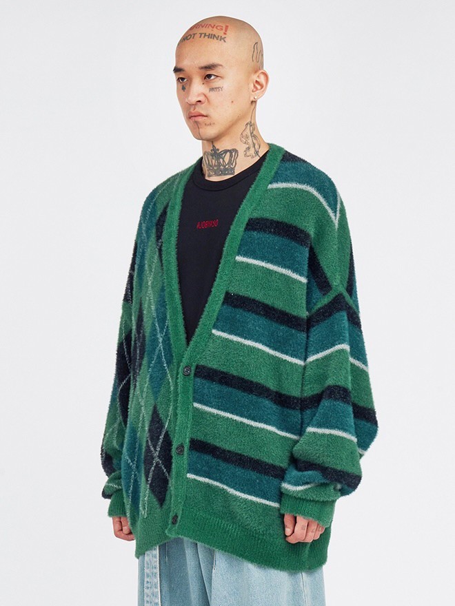 AMIRI ストライプカーディガン AJOBYAJO】Argyle Stripe Mixed Cardigan / 【アジョバイアジョ