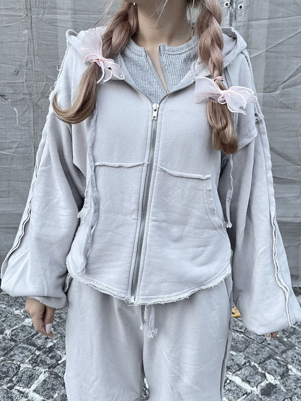 受注制【nmtc +】cutting zip up hoodie (2color) | OUR BRAND