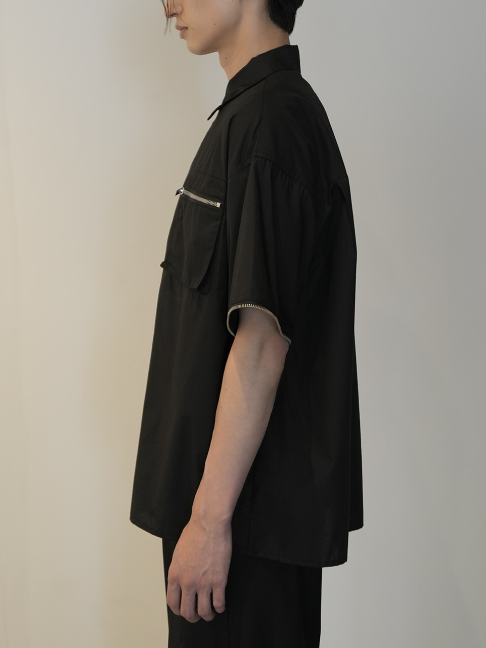 CS】2way zip square cut shirt (black) / 【シーエス】2ウェイジップ