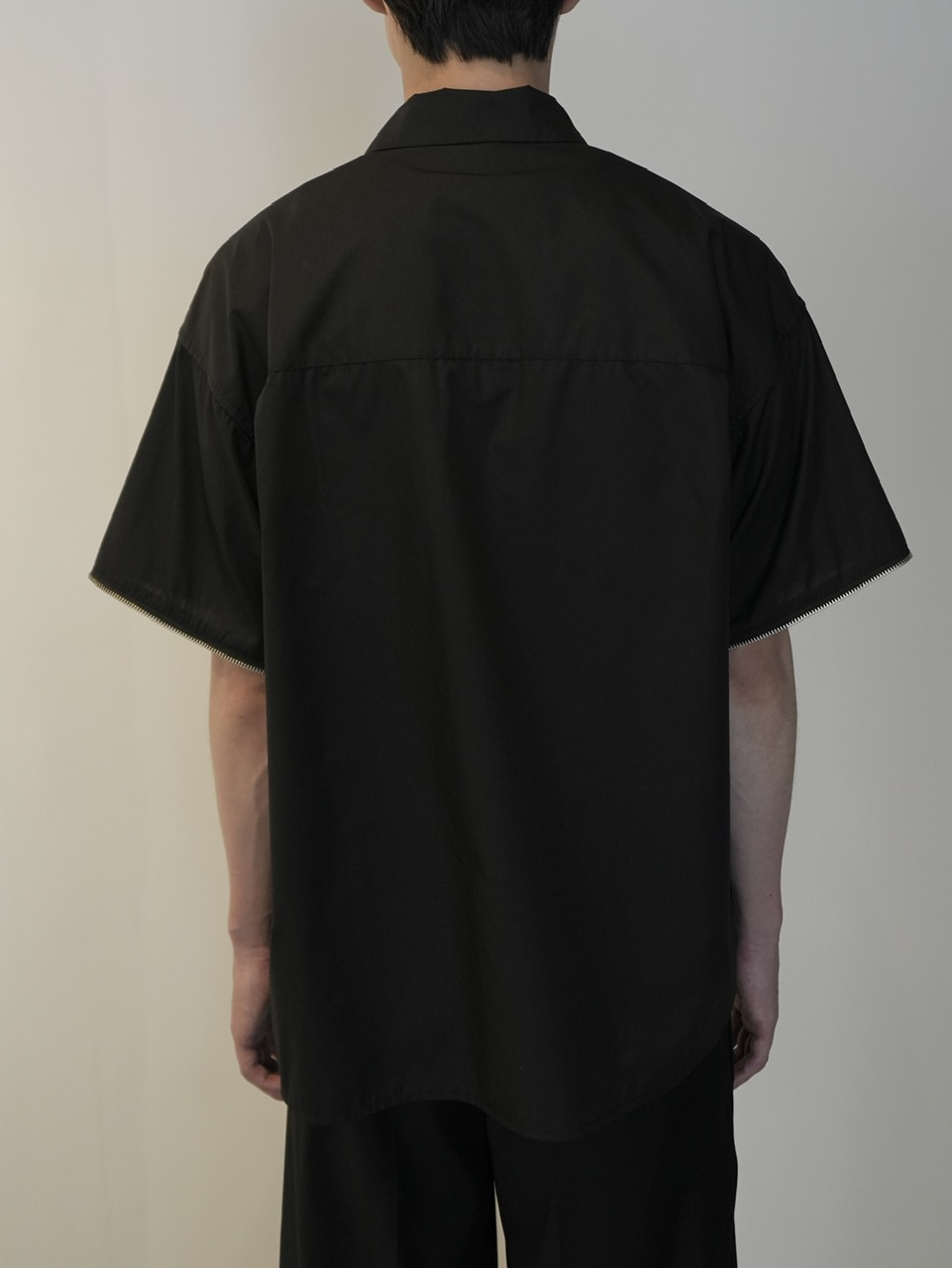 CS】2way zip square cut shirt (black) / 【シーエス】2ウェイジップ