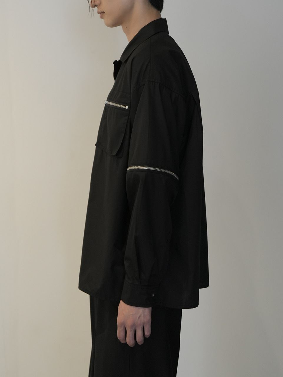 CS】2way zip square cut shirt (black) / 【シーエス】2ウェイジップ