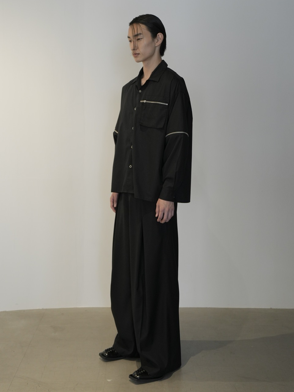 CPGブラック 長袖シャツ サイズ2 CS】2way zip square cut shirt (black) / 【シーエス】2ウェイジップ