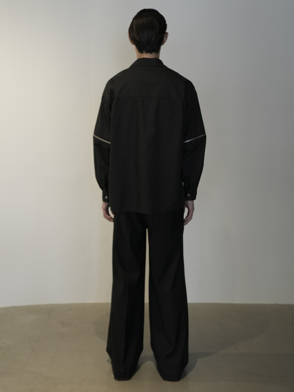 CS】2way zip square cut shirt (black) / 【シーエス】2ウェイジップ