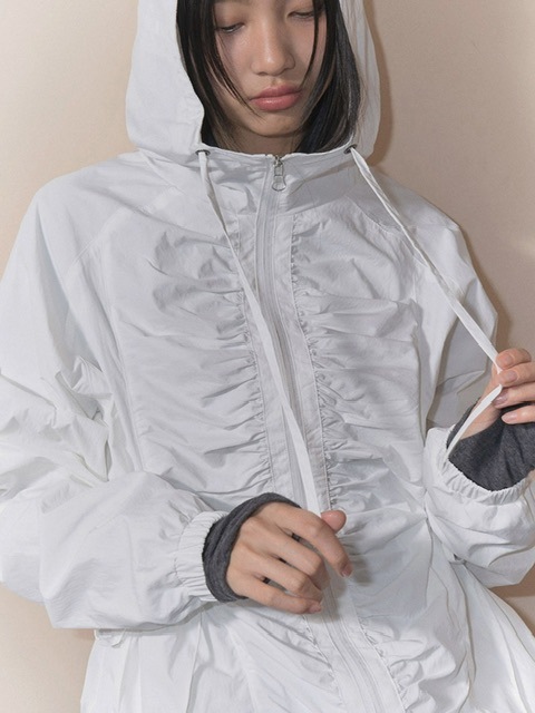 ☆FANCY CLUB☆RIBBON SHIRRING WINDBREAKER FANCY CLUB】RIBBON SHIRRING WINDBREAKER | OUR BRAND,FANCY
