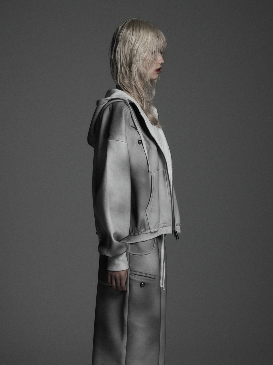 Rosen Kreuz】the taste“V” CROP OVERFIT SET UP HOODIE | OUR