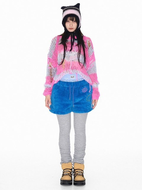 YOUTHBATH】Stripe partial damage knit / 【ユースバス