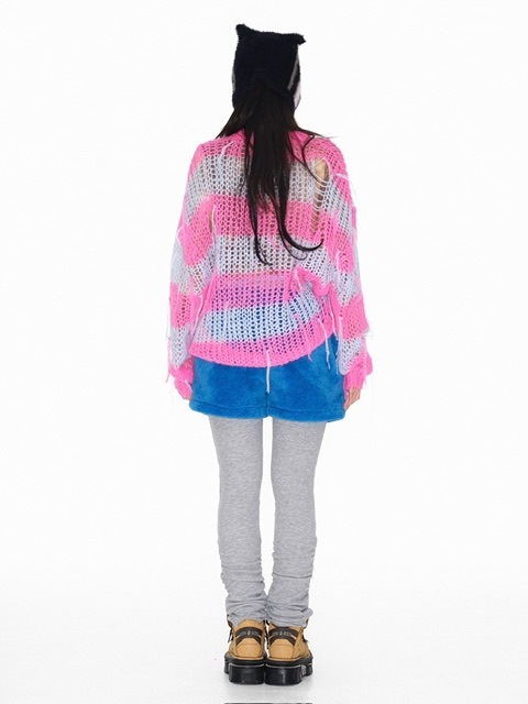 YOUTHBATH】Stripe partial damage knit / 【ユースバス