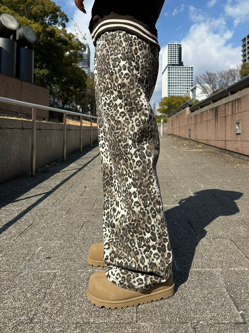 受注制【Chikashitsu +】leopard wide cotton pants (2color