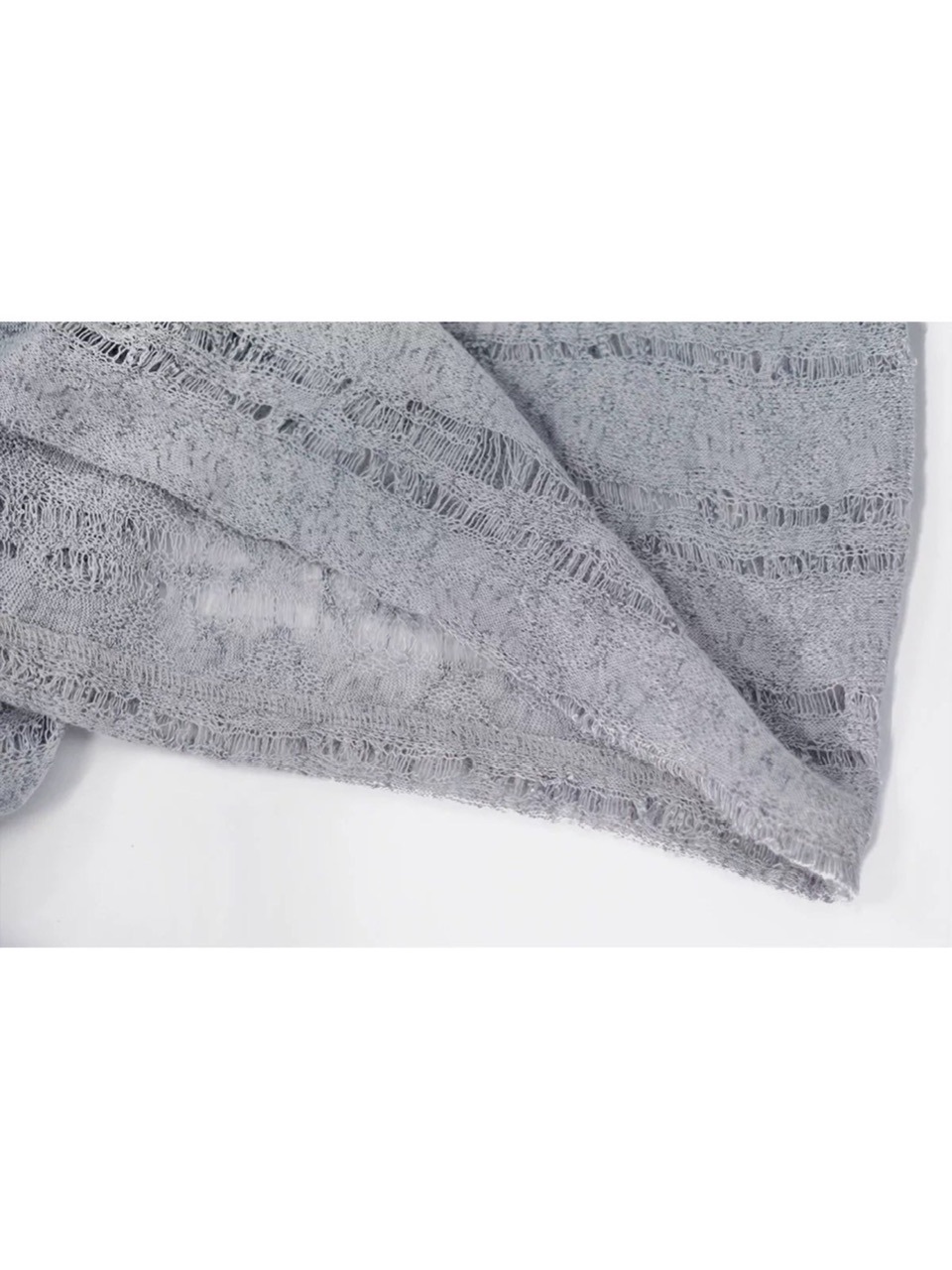 【Cest Nous】Misty Blue Cardigan  / 【セヌー】フードフリルシースルーカーディガン