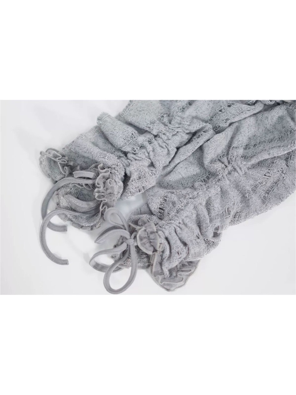 【Cest Nous】Misty Blue Cardigan  / 【セヌー】フードフリルシースルーカーディガン