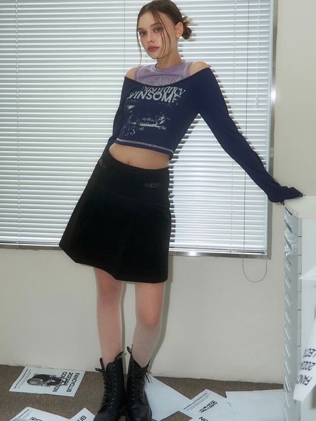 FANCY CLUB】WINSOME OFF SHOULDER HALTERNECK CROP TEE