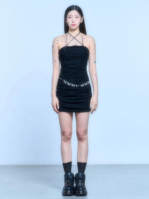 ワンピース theredthread S shirring dress mini THEREDTHREAD / ザレッドスレッド】S shirring dress mini
