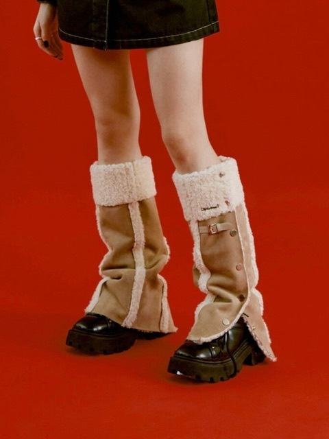 タイツ・ソックス NOT KNOWING Mouton Snap LegWarmer BROWN NOT KNOWING】MOUTON SNAP LEG-WARMER | OUR BRAND,NOT KNOWING