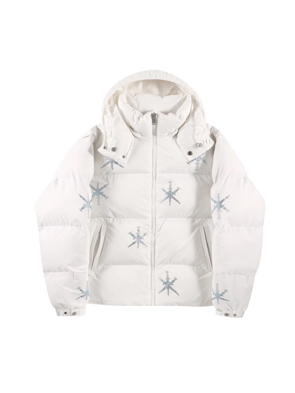 【UNKNOWN LONDON】WHITE GRADIENT RHINESTONE PUFFER