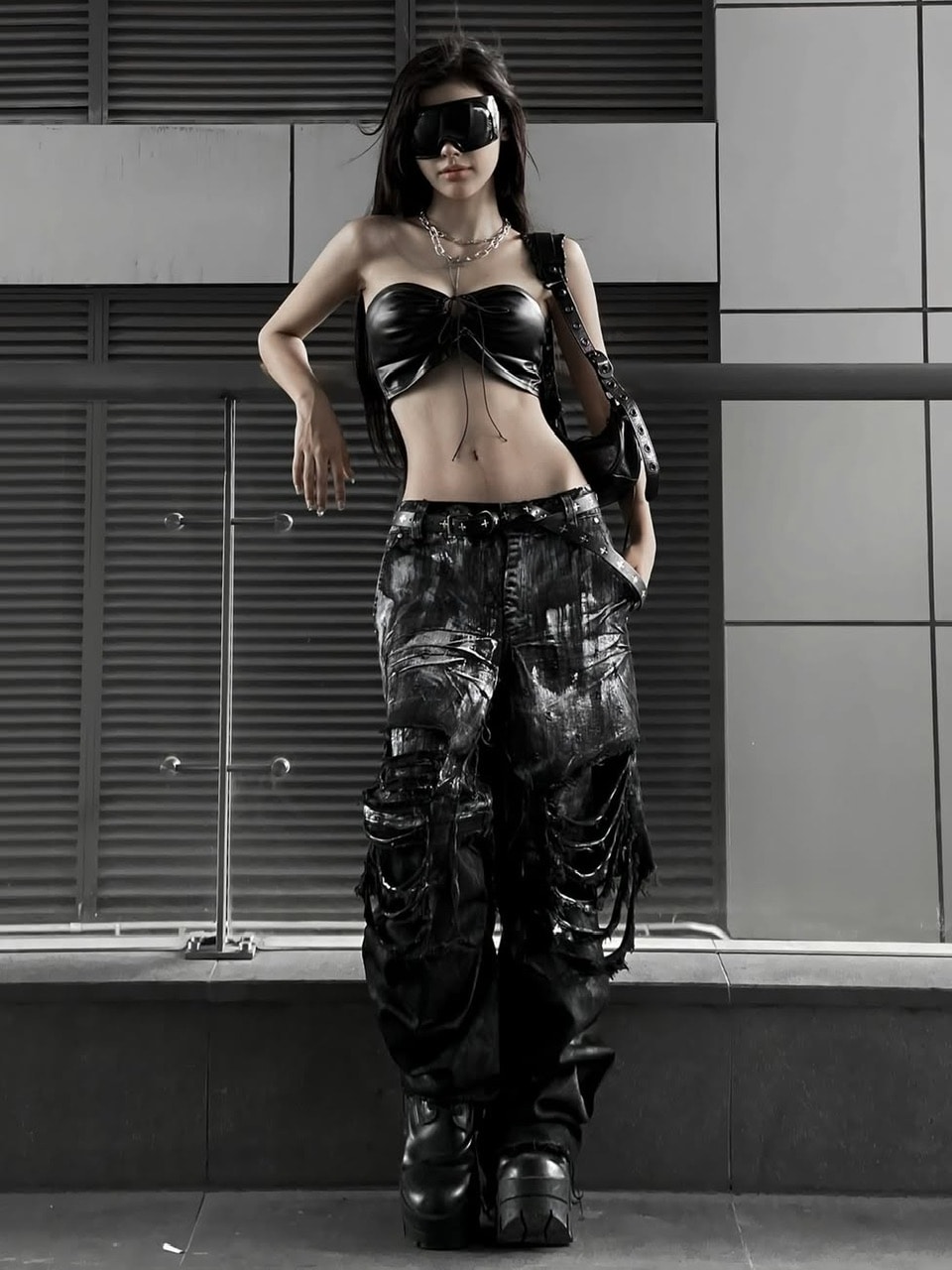 RICH】Smoke Denim Layered Jeans / 【リッチ】ダメージレイヤード