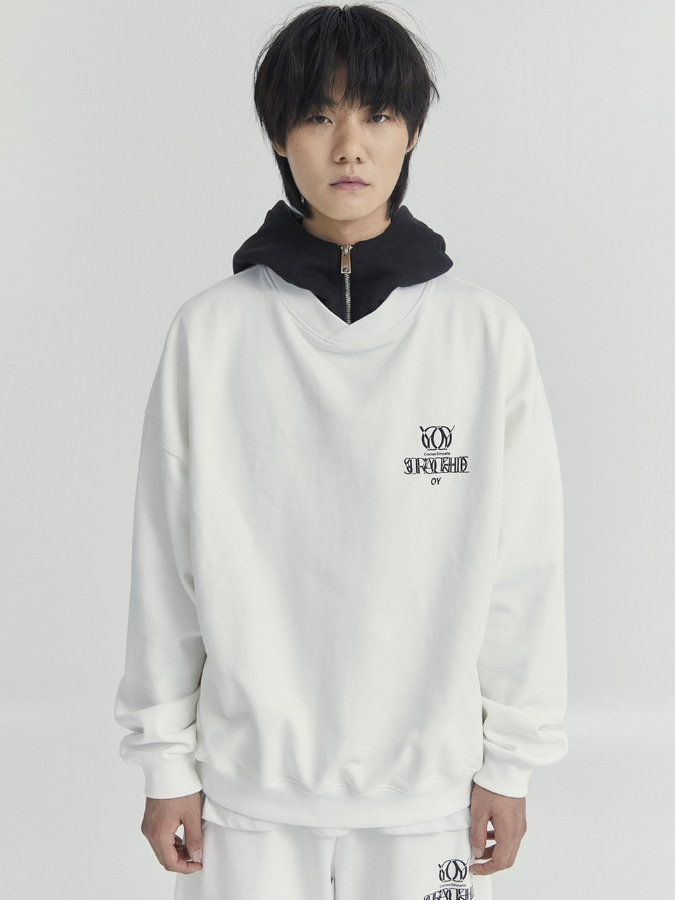 OY】OVERLAY LOGO ZIPPER POLA HOODIE | OUR BRAND,OY