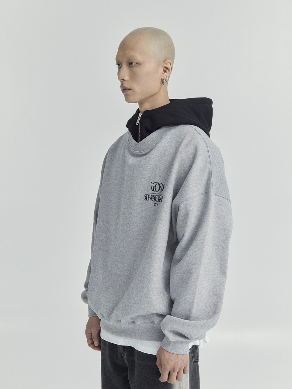 ★OY★OVERLAY LOGO ZIPPER POLA HOODIE-GREY★正規品/直送料込 OY】OVERLAY LOGO ZIPPER POLA HOODIE | OUR BRAND,OY