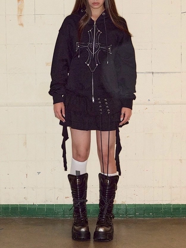 NOT KNOWING】Gothic Cross Hood Zip Up / 【ノットノーイング