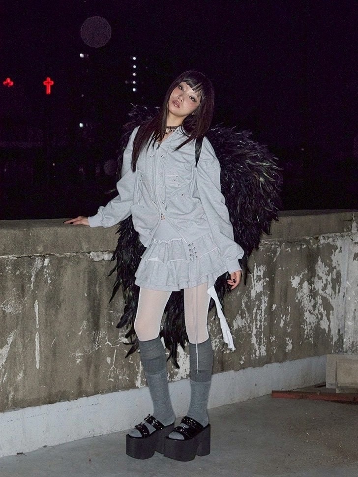 NOT KNOWING】Gothic Cross Hood Zip Up / 【ノットノーイング