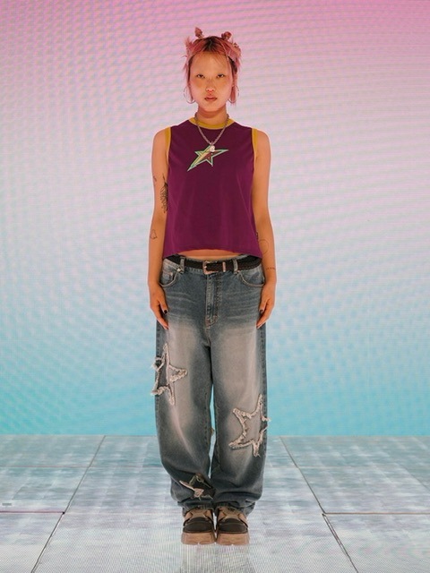 YOUTHBATH★韓国 コラボ★YB x Oliwa Star Sleeve Button Top TOP - youthbath