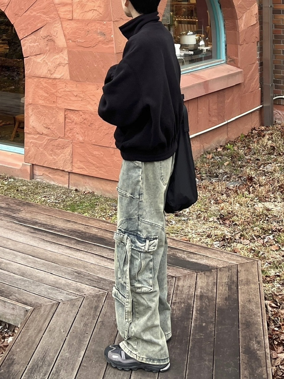 Back ribbon denim cargo pants M 本日のみ ANDMARY】Back ribbon denim cargo pants